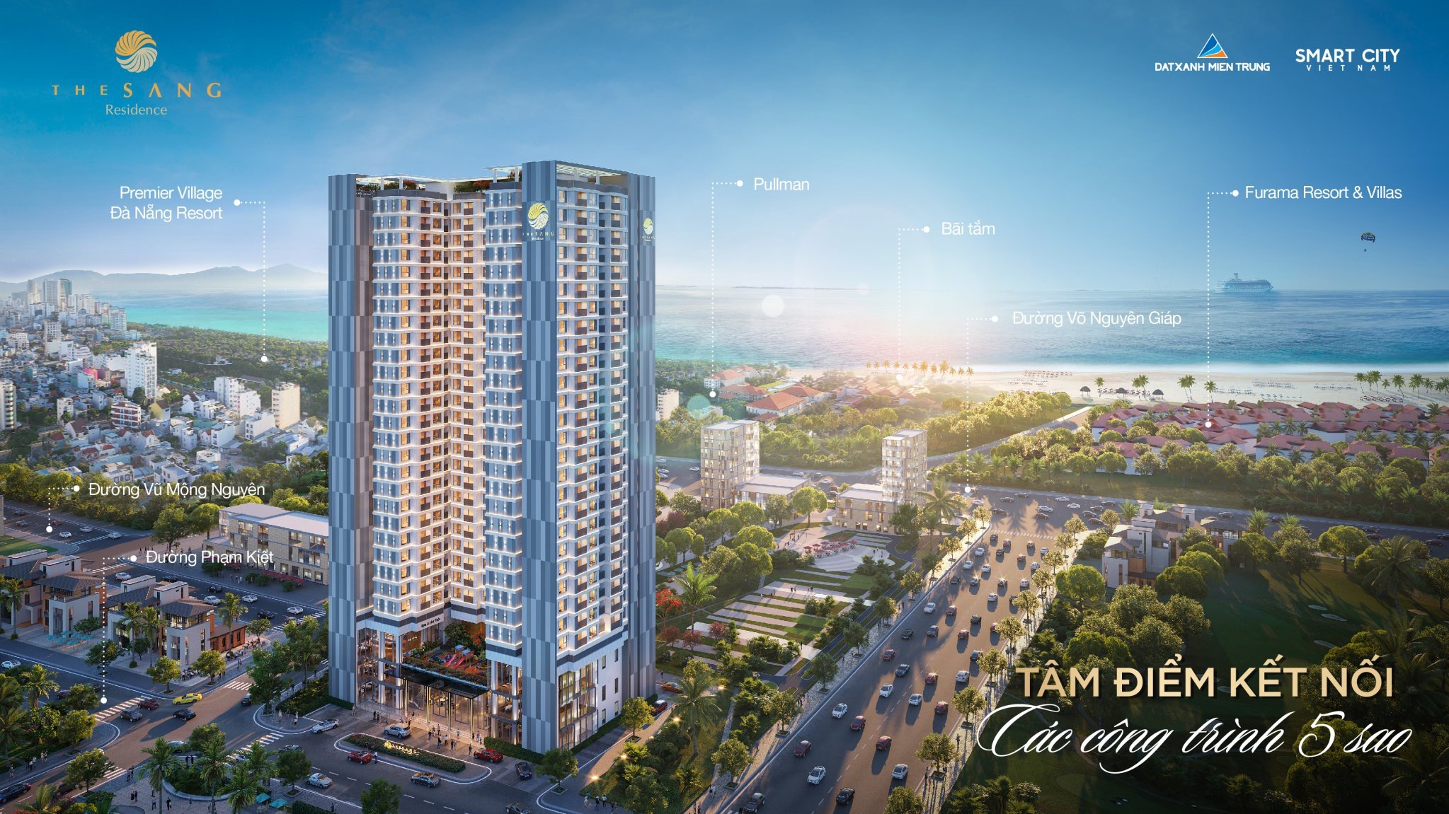 Căn hộ cao cấp 2PN tầng 22 view biển Mỹ Khê dự án The Sang Residence Đà Nẵng